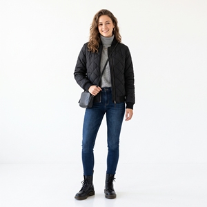 Women's Winter Quilted Bomber Jacket Warm Casual Padded Bomber <b>Coat</b> OEM ODM Wholesale Factory Custom Logo Low MOQ - Product Image 2