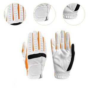 ถุงมือกอล์ฟหนังแท้สีขาวสีส้มระบายอากาศได้ดีสำหรับทุกเพศ - Product Image 4