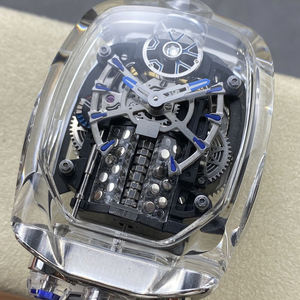 Fully Transparent Blue Tourbillon Watch Men's Mechanical Watch Sapphire Case Rubber Strap Water Resistant Luminous Wristwatch - Product Image 3