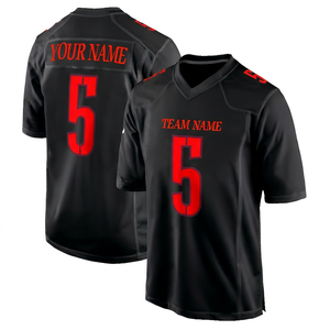 Camiseta de Fútbol Americano Azul Personalizable para Hombre, Manga Corta, Cuello en V, Malla Transpirable, Absorbe la Humedad, Impresión del Nombre del Equipo, 100% - Product Image 2