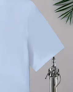 Men's Solid Color Short Sleeve Shirt Shorts Set Breathable Woven Casual Summer Wear Light Blue Drawstring Pants Outfit - Product Image 5