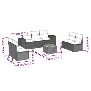 Juego de Sofás Modulares de Jardín de 8 Piezas en Poliratán Negro, Muebles de Jardín Modernos - Product Image 3
