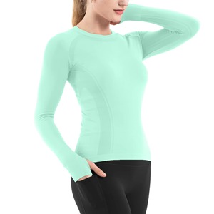 T-shirt de sport haute élasticité pour femme, haut de compression respirant en mélange de spandex, chemise de gym unie, vêtement de sport - Product Image 4
