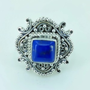 <b>Lapis</b> <b>Lazuli</b> <b>Ring</b> 925 Sterling Silver Handmade Boho Statement Promise Jewelry for Women Natural Cushion Shape Gemstone Jewelry - Product Image 2
