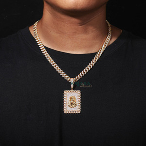 Colgante de Plata 925 con Baño de Rodio y Diamante Cultivado en Laboratorio, Diseño Estilo Hiphop para Uso Diario - Product Image 3