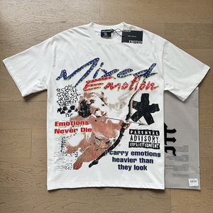T-shirt Homme Manches Courtes MIXED EMOTION Été, Motif Strass Vierge Avant et Arrière, Style Streetwear Hip-hop Oversize Décontracté Vintage - Product Image 4