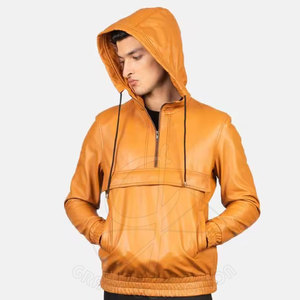 Chaqueta de Cuero con Capucha para Hombre, Ecológica, Transpirable, Estilo Moderno, Cuero Suave, Ropa de Invierno para Uso Urbano y Casual, Personalizable - Product Image 2
