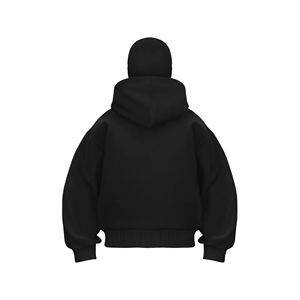 Sweat à capuche personnalisé imprimé double couche pour homme, masque polaire cagoule ninja d'hiver, 100% coton épais, coupe oversize avec fermeture éclair - Product Image 4