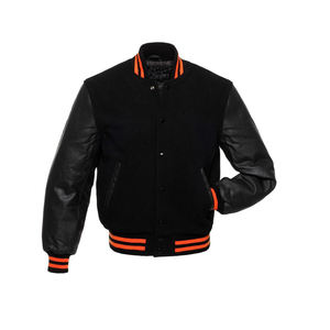 Blouson universitaire brodé en laine pour homme, style streetwear, col montant, logo frontal, OEM, le plus vendu - Product Image 1