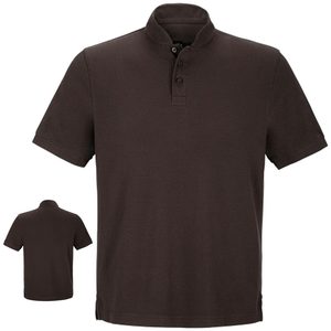 Polo à manches courtes pour homme, couleur marron foncé, tricoté, uni, style décontracté, coupe classique, boutons sur le devant - Product Image 1