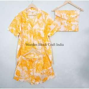 Conjuntos de Pijamas Cortos de Verano Elegantes y Cómodos para Mujeres y Adolescentes, Transpirables, de Algodón, Corte Holgado, Diseños y Logotipos Personalizables - Product Image 3