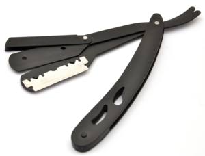 Rasoir professionnel pliant en acier inoxydable noir à bord droit pour barbier, outil de coupe de cheveux pour hommes et coiffeurs - Product Image 2