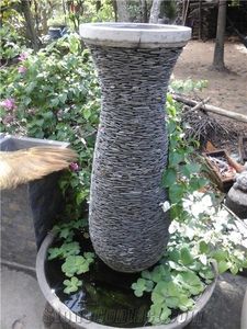 Decoración de Piedra Apilada de Cerámica Vietnamita Moderna de Primera Calidad para Espacios Exteriores para Villas, Venta al por Mayor de Cerámica Golpottery - Product Image 2