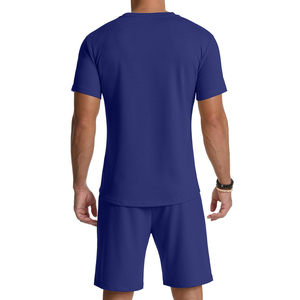Nouvel ensemble de survêtement d'été élégant et décontracté pour hommes, respirant et confortable, à manches courtes, 100 % coton, vente en gros - Product Image 6