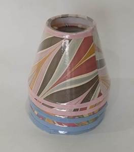 Pantalla de lámpara cónica de papel hecha a mano estilo Mid-Century Modern, retro, rosa, a rayas, efecto mármol, para lámpara de pared, lámpara de pie y lámpara de mesa. - Product Image 1
