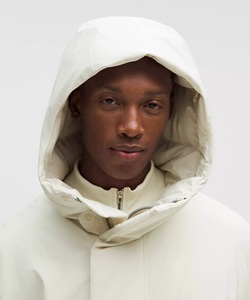 EVER GLOW Men's <b>White</b> Stand Hooded Puffer Jacket <b>Quarter</b>-<b>Zip</b> Breathable Windproof Standard Polyester Winter Casual Loose Fit - Product Image 4