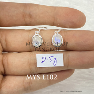 Boucles d'oreilles fines en argent sterling 925 avec cabochon en pierre de lune naturelle MYS-E102, prêtes à être expédiées, en stock, faible MOQ, bijoux indiens pour femmes - Product Image 1