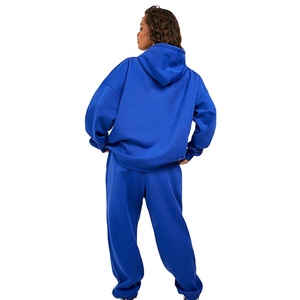 Tracksuit Women's Plus Size Cotton Fleece <b>Brushed</b> <b>Back</b> Heavyweight Drop Shoulder Loose Hoodie & Sweatpants Woman Sweatsuits OEM - Product Image 2