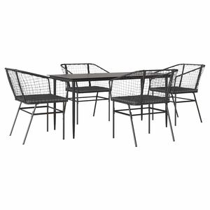 Set da Pranzo da Giardino Grigio Scuro per 4 Persone, Arredamento Esterno in Metallo Contemporaneo Resistente alle Intemperie - Product Image 2
