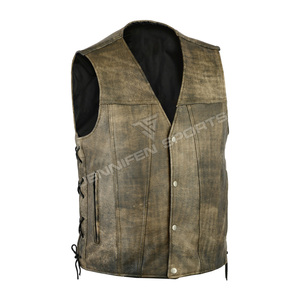Men's High Quality Reversible Vintage Style Leather Motorcycle <b>Vest</b> With Side Laces Classic Style Pakistan Made For Outer Wear - Product Image 2