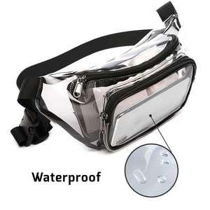 Custom Print Logo Outdoor Sport Running <b>Chest</b> Bag Clear PVC Waterproof Fanny Pack Unisex Crossbody Waist Belt Bag Zipper Closure - Product Image 5