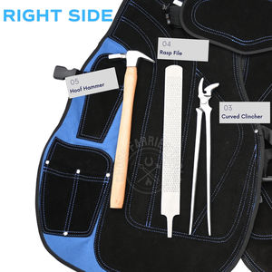 Kit complet de ferrage en cuir pour fermeur de chevaux : coupe-ongles de sabot, pince à clous courbée, extracteur de sabots, marteau de fermeur et râpe à sabots - Product Image 5