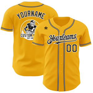 Maillot de baseball jaune personnalisé, impression sublimée, unisexe, adulte, manches courtes, respirant, antibactérien, polyester, sports d'équipe d'été - Product Image 1