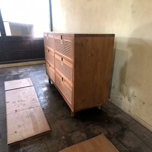 Teak Wood Rattan Dresser 6 Drawer Wooden <b>Storage</b> Cabinet Natural Cane Webbing <b>Sideboard</b> Solid Wood Bedroom Furniture Indonesia - Product Image 4