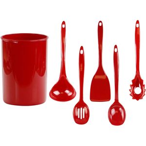 Set di 6 Utensili da Cucina Resistenti al Calore con Portautensili, Spatola, Cucchiaio Forato, Mestolo, Senza BPA, con Accessorio da Bancone - Product Image 2