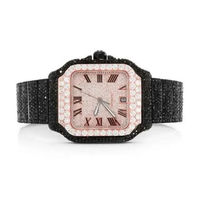 Son lüks erkek saati 41 mm buzlu yuvarlak Dial Moissanite büyük elmas logosu Hip Hop koleksiyonu paslanmaz çelik izle
