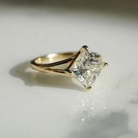 Bague de fiançailles en moissanite taille princesse 3 carats, sertie minimaliste à griffes, en argent sterling 925, pour mariage