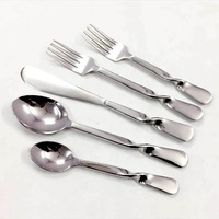 Ensemble de couverts en acier inoxydable à double fil torsadé, finition unie, manche fait main, utilisation familiale et hôtelière, vaisselle populaire, couteau de table, fourchette