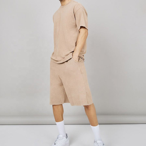 Conjunto de camiseta y pantalones cortos de algodón para hombre, estilo acid wash, ropa de verano, 2 piezas. - Product Image 4