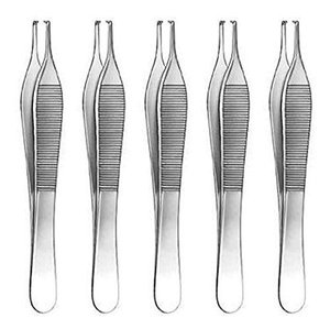 Pinzas Adson de Acero Inoxidable de Grado Médico, 4.75 Pulgadas, 1x2 Dientes, Profesionales, Quirúrgicas, Certificadas CE ISO13485 Clase I - Product Image 1