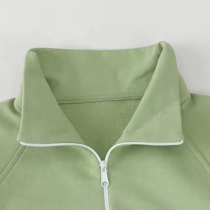 Custom Kids Tracksuit Half-Zip <b>Three</b> <b>Quarter</b> Sleeve Loose Fit Cotton Autumn Casual Wear With Drawstring <b>Pants</b> - Product Image 3