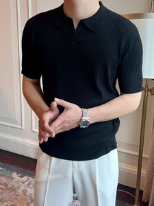 เสื้อยืดถักลายแจ็คการ์ด แขนสั้น ผู้ชาย สวมใส่สบาย ระบายอากาศได้ดี น้ำหนักเบา เหมาะสำหรับฤดูร้อน รับผลิตแบบ OEM - Product Image 5