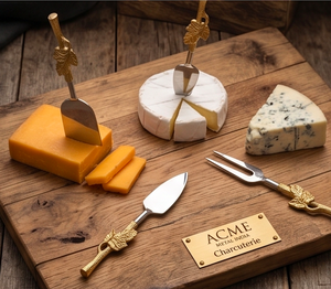 Juego de servidores de queso y charcutería Golden Leaf con mango de latón, hoja plateada espejada resistente al óxido, de la mejor calidad para fiestas y hoteles. - Product Image 6