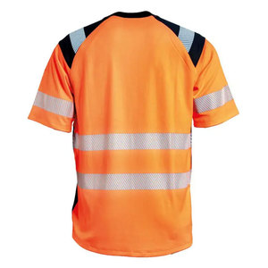 OEM Short Sleeve Custom 100% Polyester High Visibility Breathable Quick Dry Hi Vis Roadway Safety Reflective T-Shirts - Product Image 2