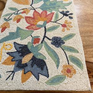 Chemin de table bohème de luxe brodé de perles de verre, écologique, en polyester et coton, motif floral, lavable, pour la décoration intérieure - Product Image 6