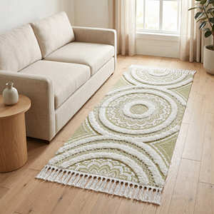 Scandinavian Flat <b>Weave</b> Cotton Runner Rug Neutral Stripe Decorative Hallway Floor Rug Indoor Home Décor - Product Image 3