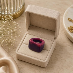 Anillo de Resina Irregular Pulido Artístico, Anillo Hueco de Mármol Morado, Joyería de Moda Unisex - Product Image 4