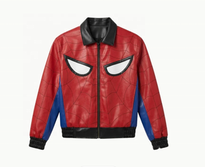 Blouson Bomber en Cuir PU pour Homme avec Motif Araignée, Fermeture Éclair Premium, Blouson de Moto - Product Image 1