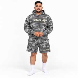 <b>Men</b> Oversized <b>Camo</b> Hoodie and <b>Shorts</b> Set Custom Camouflage Print Streetwear 2 Piece Clothing Manufacturer - Product Image 4
