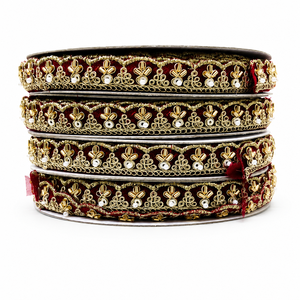 Bordure en dentelle brodée avec perles de design, bordure décorative multicolore pour vêtements ethniques, couture et projets d'artisanat - Product Image 1