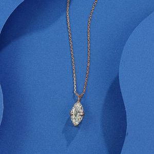 Collar de Diamantes con Corte Marquesa en Oro Amarillo de 14K para Mujer, Colgante Clásico Solitario, Certificado IGI, Joyería Fina - Product Image 1
