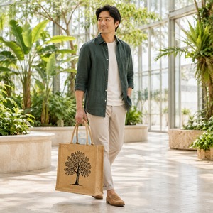 Premium Eco-Friendly Natural Jute Tote <b>Bag</b> Cartoon Pattern <b>Reusable</b> <b>Shopping</b> <b>Bag</b> with Rope Shoulder Strap Ethnic Style Gift - Product Image 6