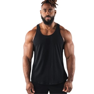 New Sporty Workout Gym Men's Custom Knitted Tank Tops 100% Cotton <b>Heat</b>-Transfer Printed Hole Detail for Bodybuilding Fitness - Product Image 2