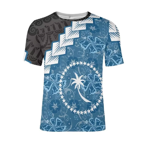 T-shirt personnalisé grande taille pour homme, imprimé drapeau Chuuk sur le devant, col rond, manches courtes, tricoté, décontracté, streetwear, respirant, séchage rapide - Product Image 5