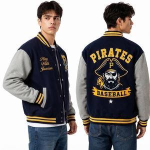 Veste universitaire d'hiver personnalisée style baseball 100 % laine écologique avec écussons Letterman pour équipes, universités et streetwear - Product Image 6