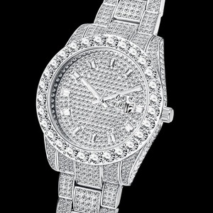 Reloj de pulsera unisex elegante para negocios, de lujo, analógico, de cuarzo, para hombre, con moissanita, de 41 mm. - Product Image 3